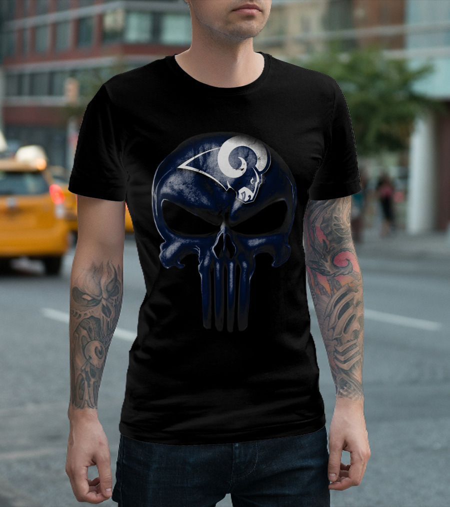 Skull Los Angeles Rams Logo Fusion T-Shirt