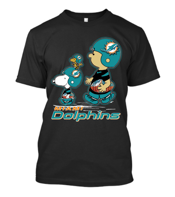 Snpfootball Miami Dolphins Peanuts Characters T-Shirt