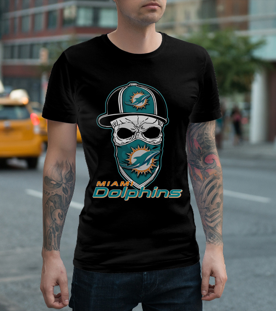 Miami Dolphins Skull Hat T-Shirt