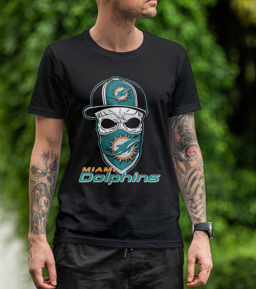 Miami Dolphins Skull Hat T-Shirt