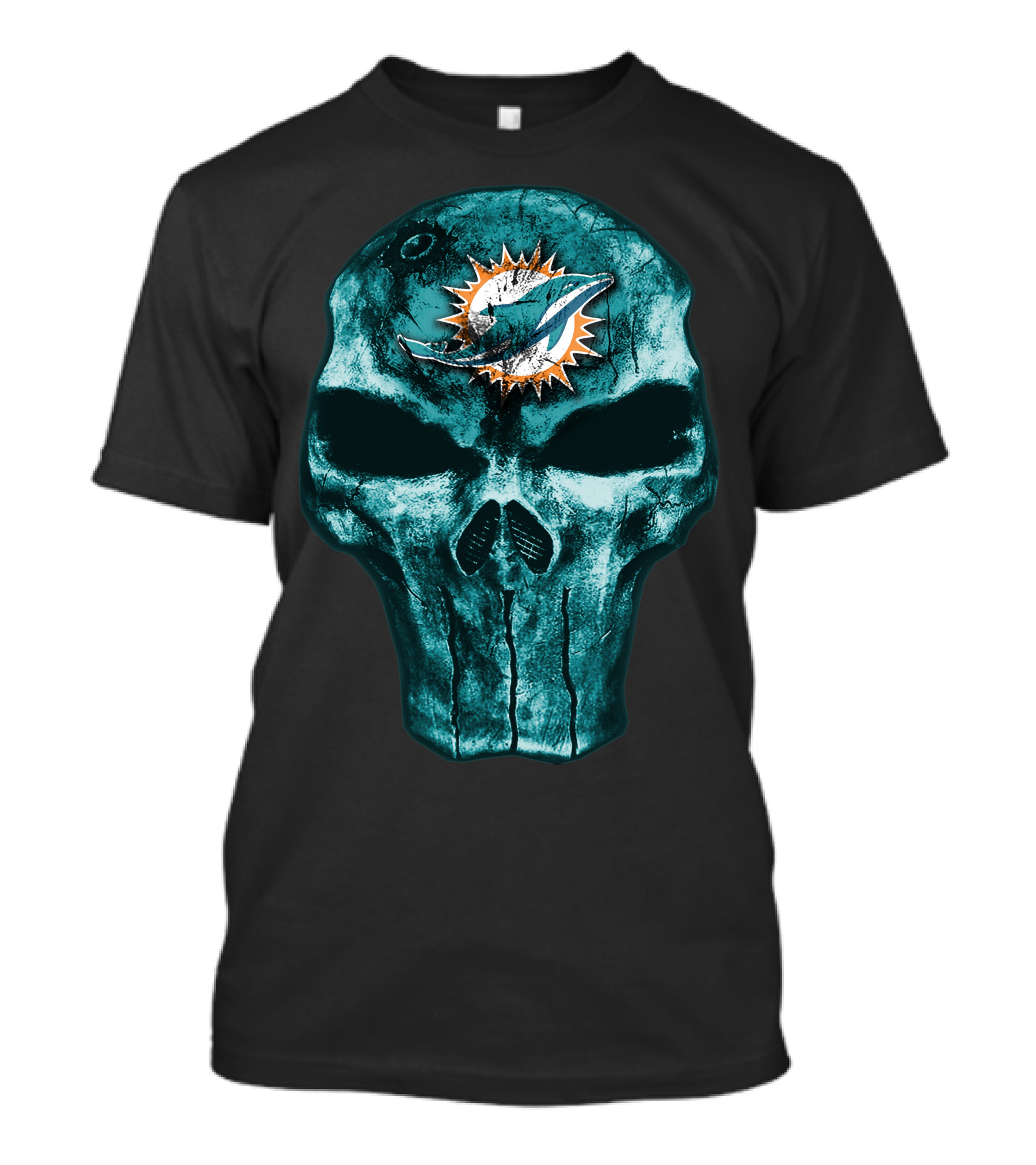 Skull Miami Dolphins Logo Fusion T-Shirt