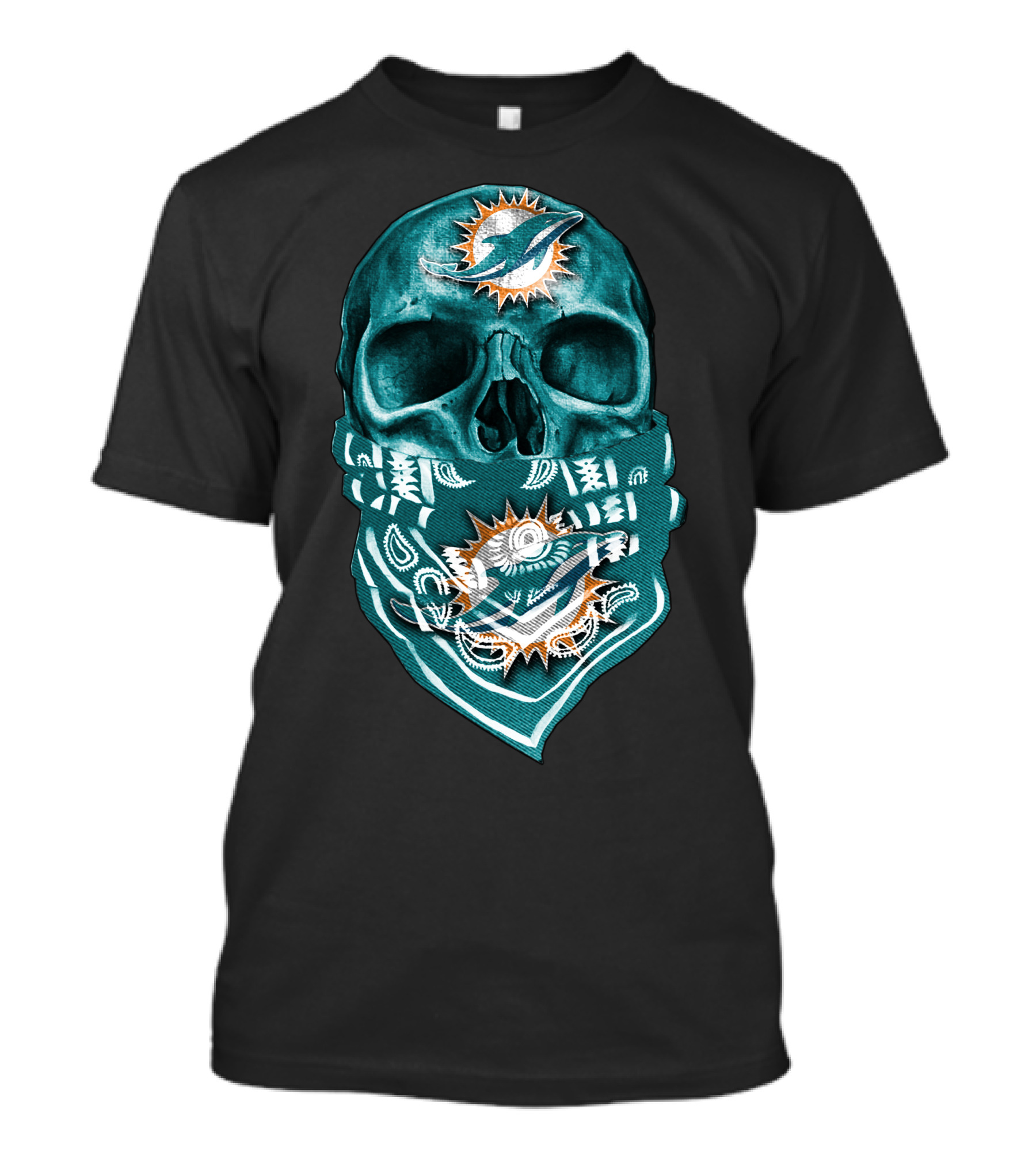 Miami Dolphins Skull Bandana T-Shirt