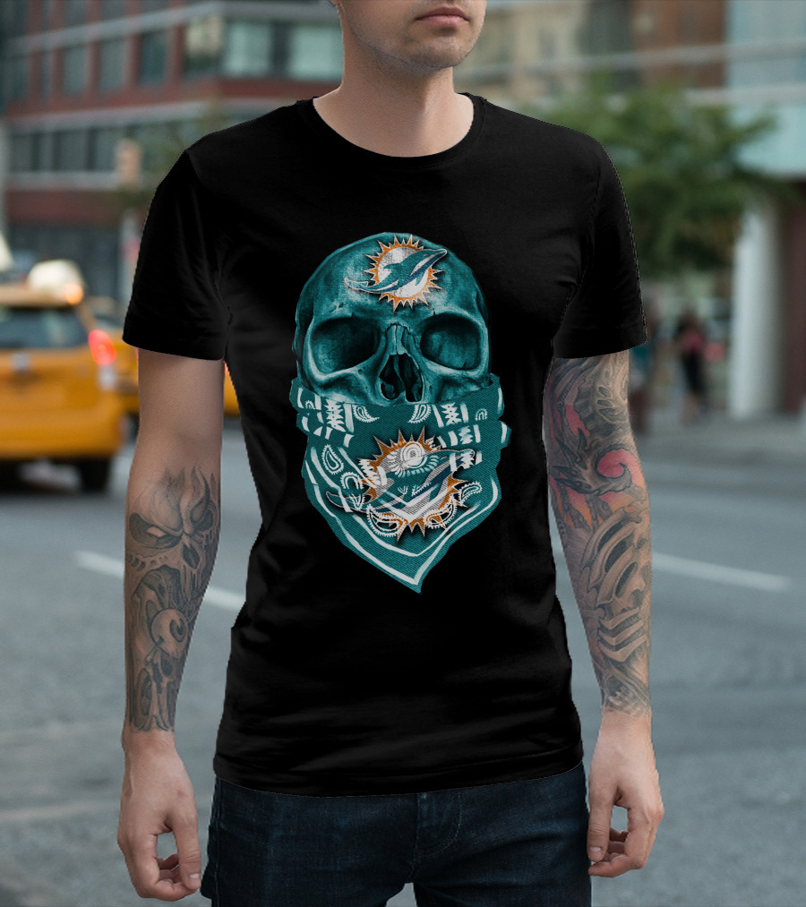 Miami Dolphins Skull Bandana T-Shirt
