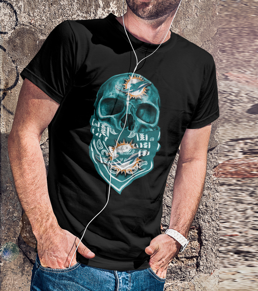 Miami Dolphins Skull Bandana T-Shirt