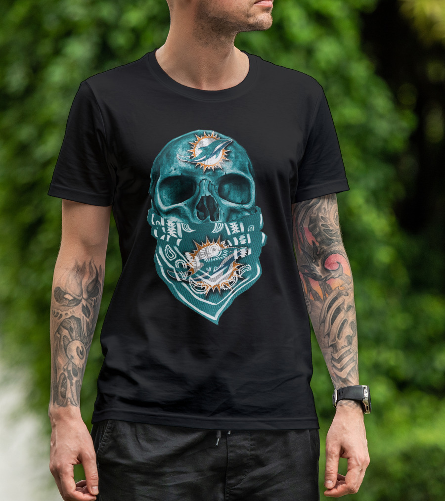 Miami Dolphins Skull Bandana T-Shirt