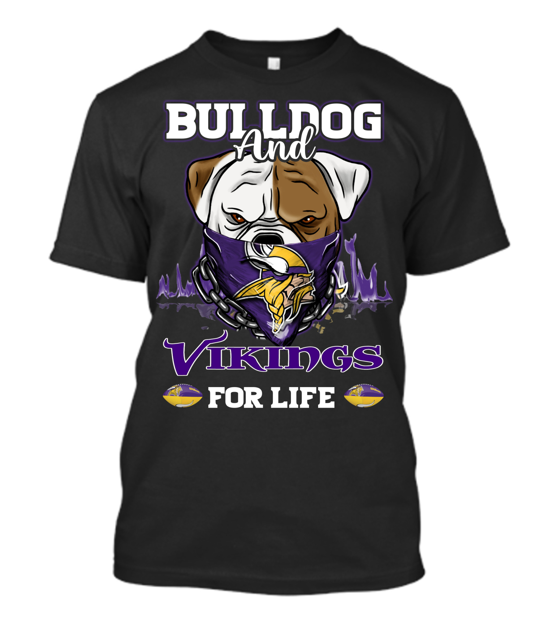 Bulldog And Vikings For Life Minnesota Vikings T-Shirt