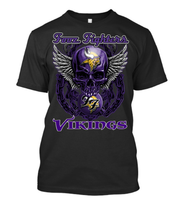 Foo Fighters Minnesota Vikings Skull Winged T-Shirt