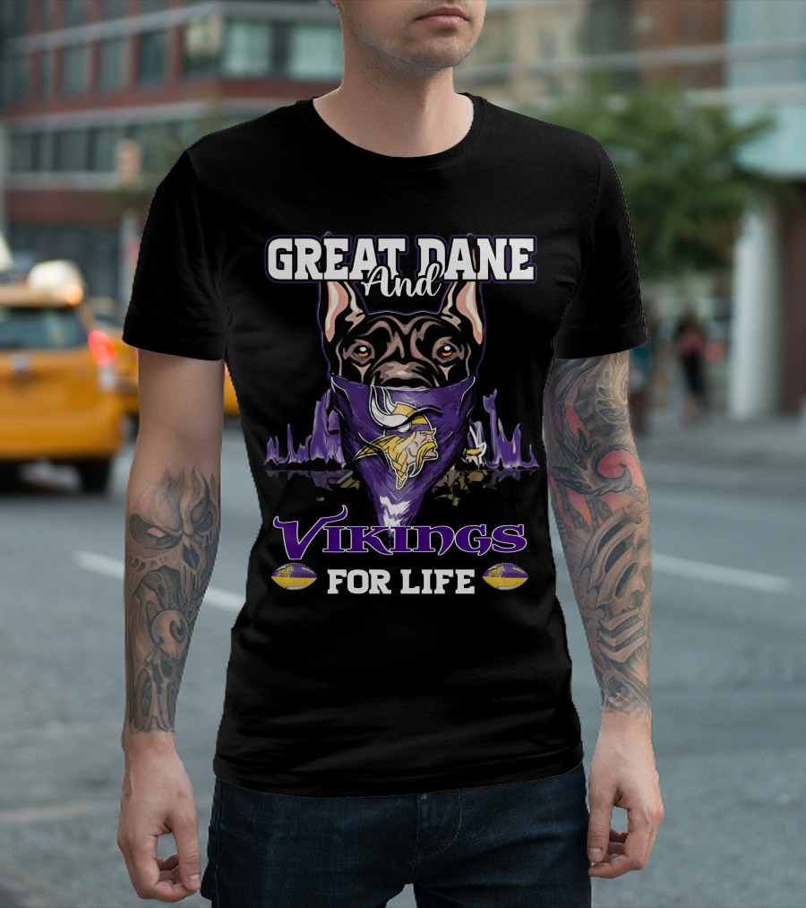 Great Dane And Vikings For Life Minnesota T-Shirt