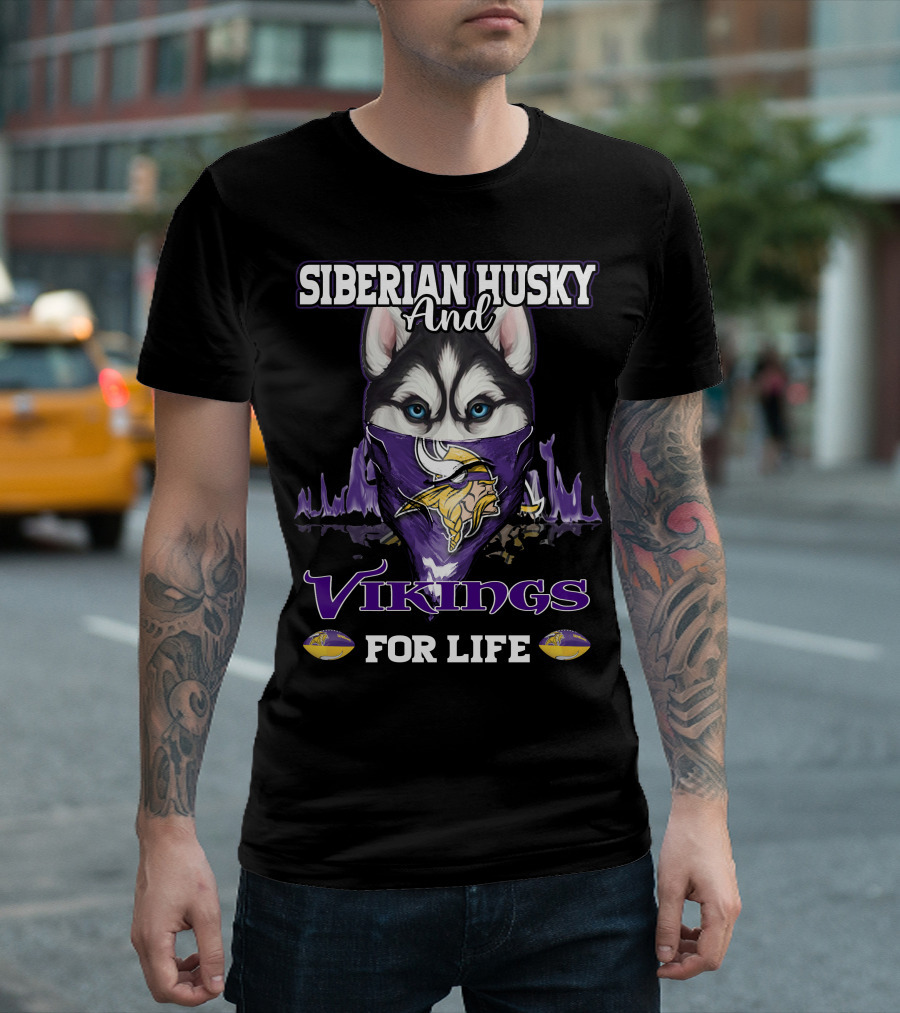 Siberian Husky and Vikings for Life T-Shirt