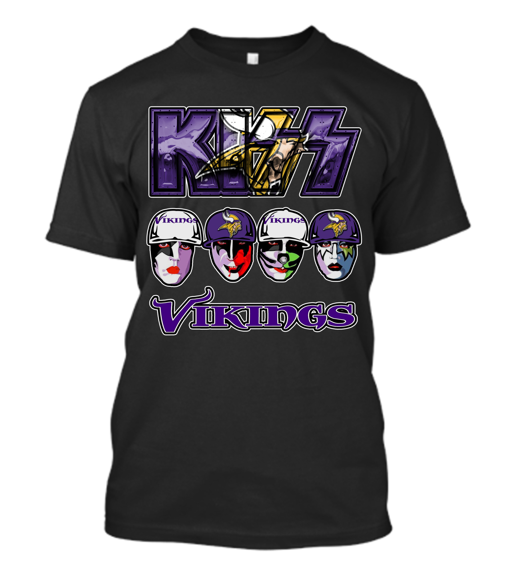 KISS Minnesota Vikings Fans Face Paint Collaboration T-Shirt
