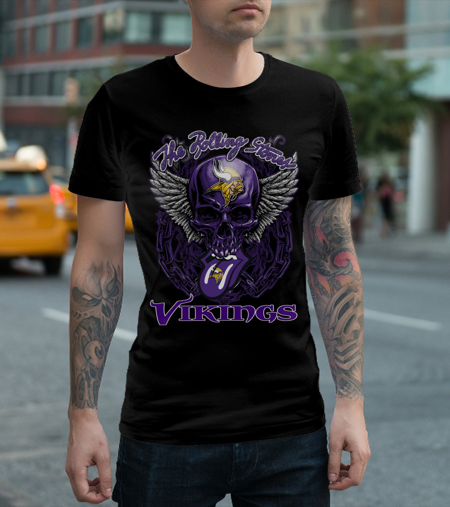 The Rolling Stones Vikings Skull With Wings And Tongue T-Shirt