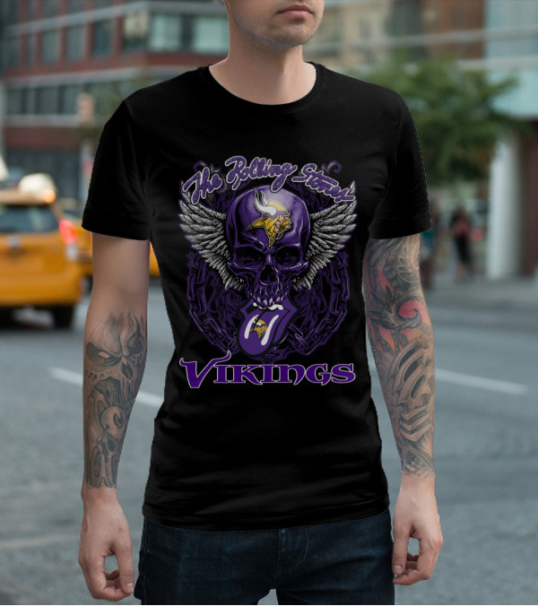 The Rolling Stones Vikings Skull With Wings And Tongue T-Shirt