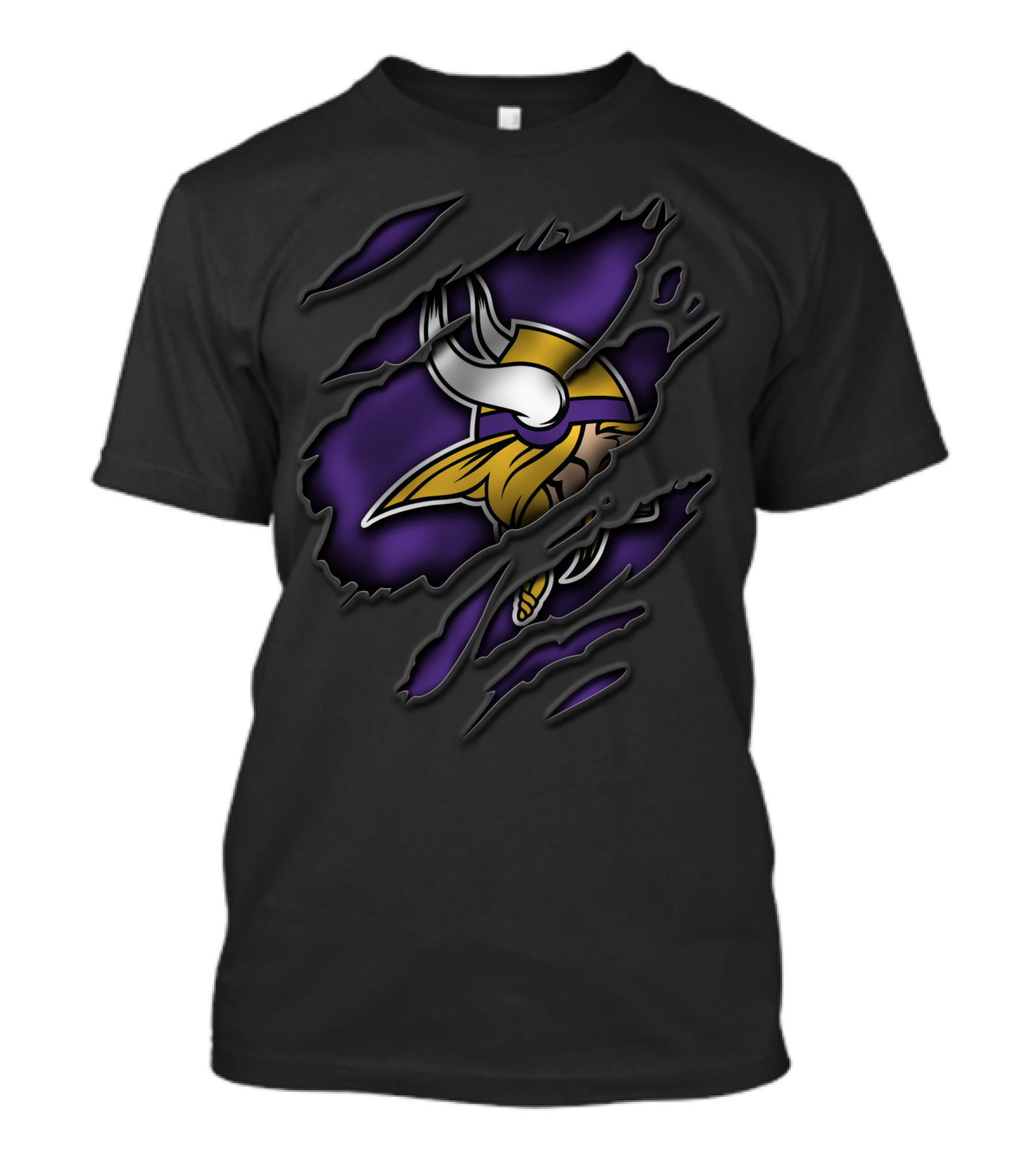 Torn Minnesota Vikings Logo Ripped Effect T-Shirt