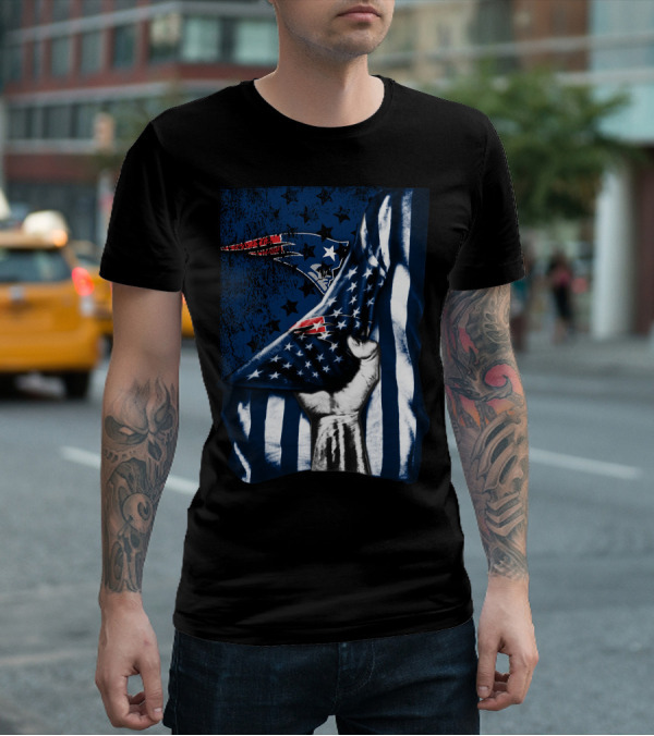 New England Patriots American Flag Hand Stars Stripes T-Shirt