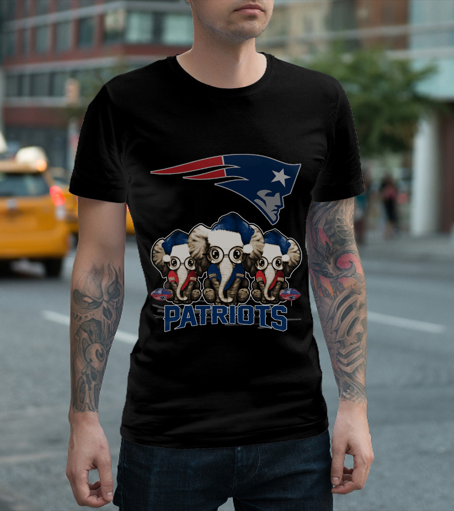 Elephan Xmas New England Patriots Cute Patriots Elephants T-Shirt