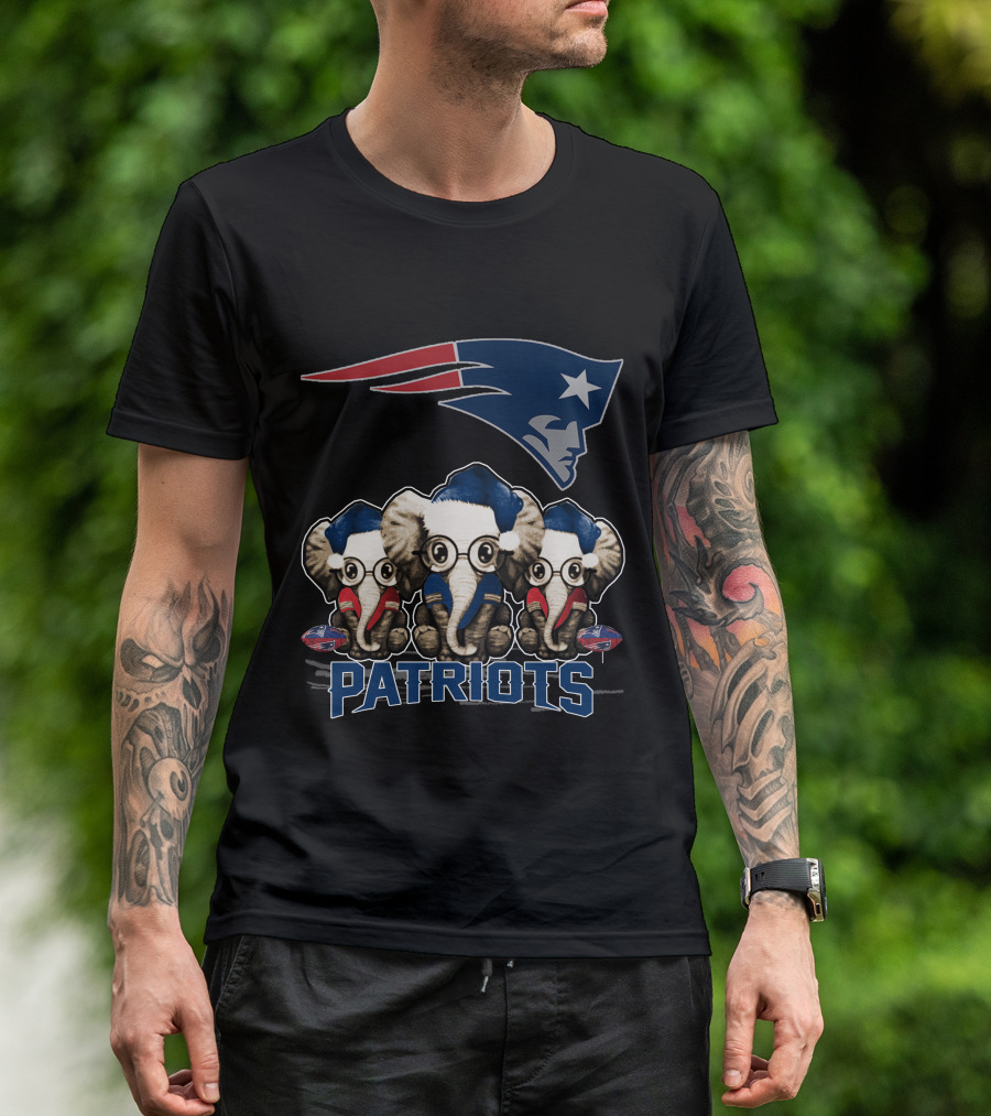 Elephan Xmas New England Patriots Cute Patriots Elephants T-Shirt