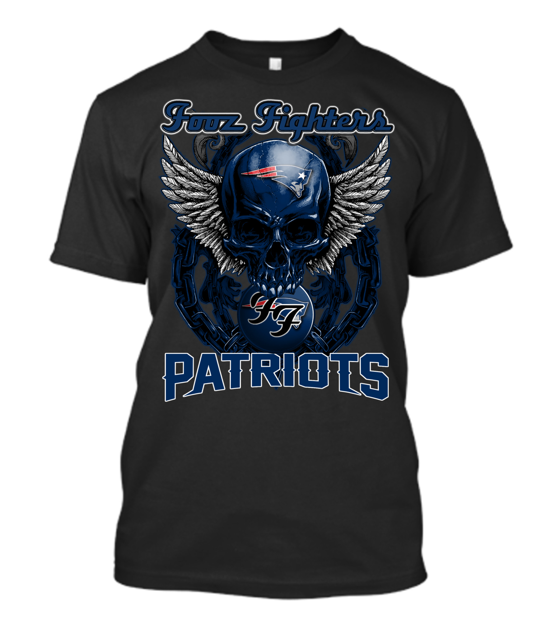 Foo Fighters Patriots Skull Wings Chain T-Shirt