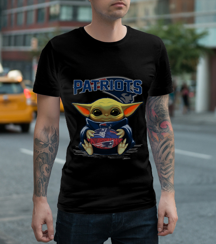 Patriots Baby Yoda with New England Football T-Shirt