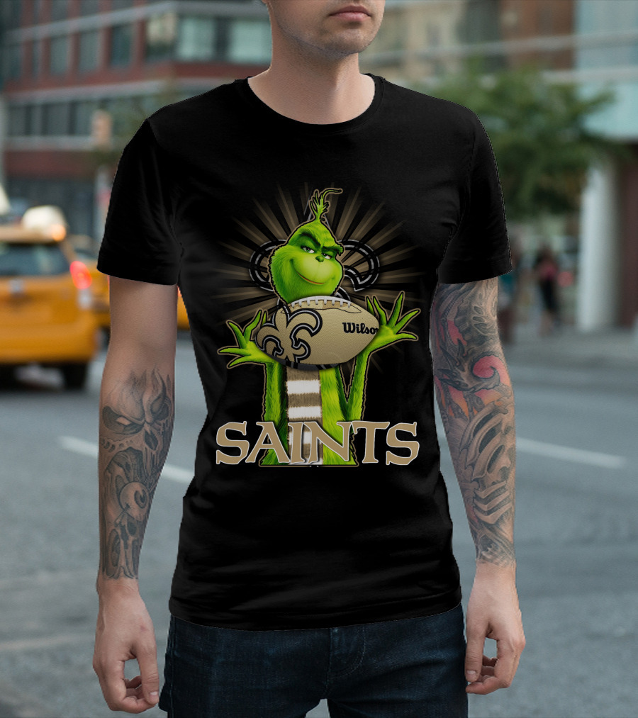 Grinch Holding Wilson Football New Orleans Saints T-Shirt