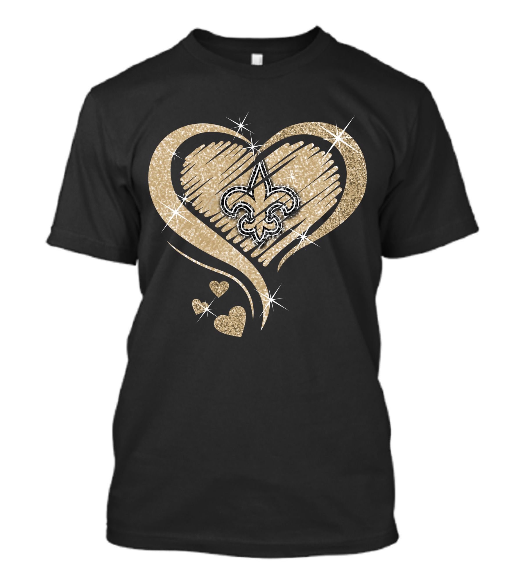 Heart Diamond Fleur-de-Lis New Orleans Saints Sparkle T-Shirt