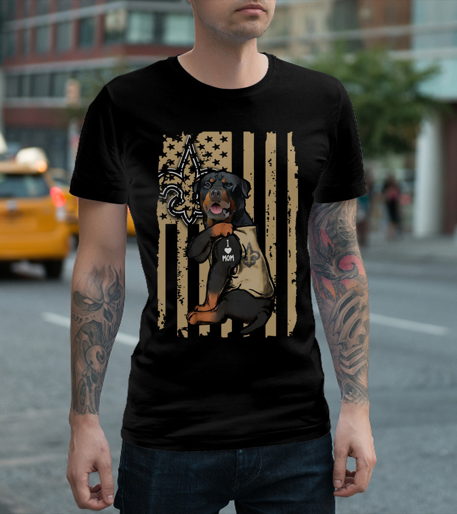 Rottweiler I Love Mom New Orleans Saints Fleur-de-lis T-Shirt