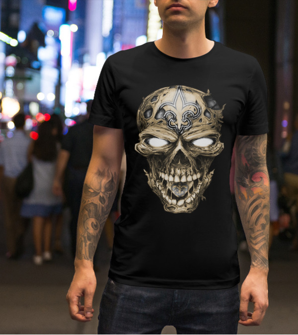 Skull V2 New Orleans Saints Fleur-de-Lis Zombie Head T-Shirt