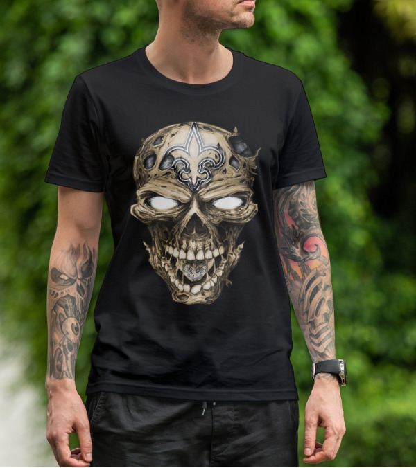 Skull V2 New Orleans Saints Fleur-de-Lis Zombie Head T-Shirt