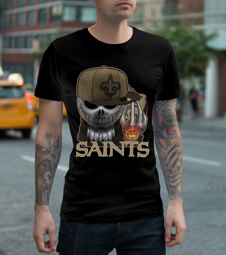 Jackskull New Orleans Saints Halloween Fleur-de-lis Pumpkin T-Shirt