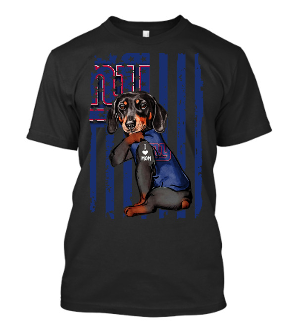 Dachshund I Love Mom New York Giants T-Shirt