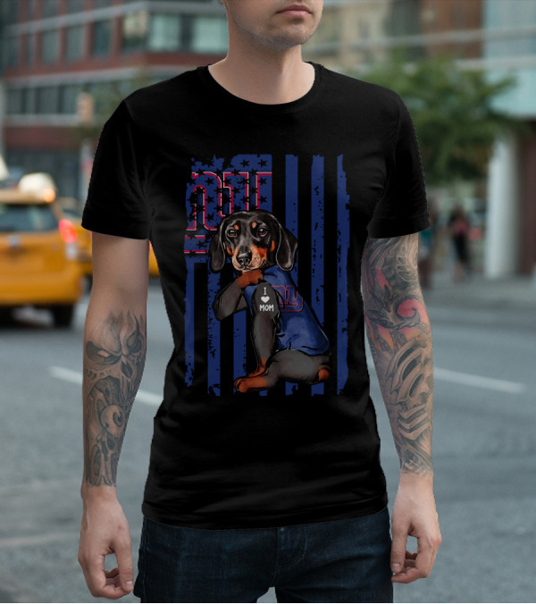 Dachshund I Love Mom New York Giants T-Shirt