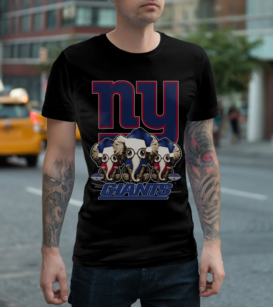 NY Giants Christmas Elephants T-Shirt