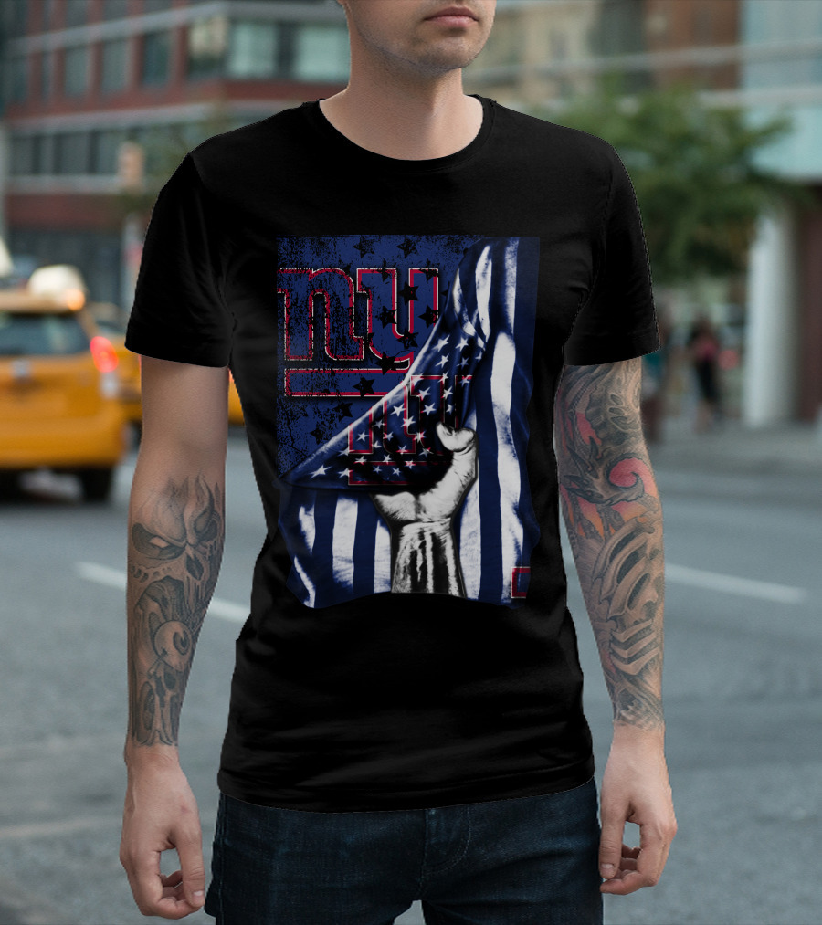 NY Giants American Flag Hand T-Shirt