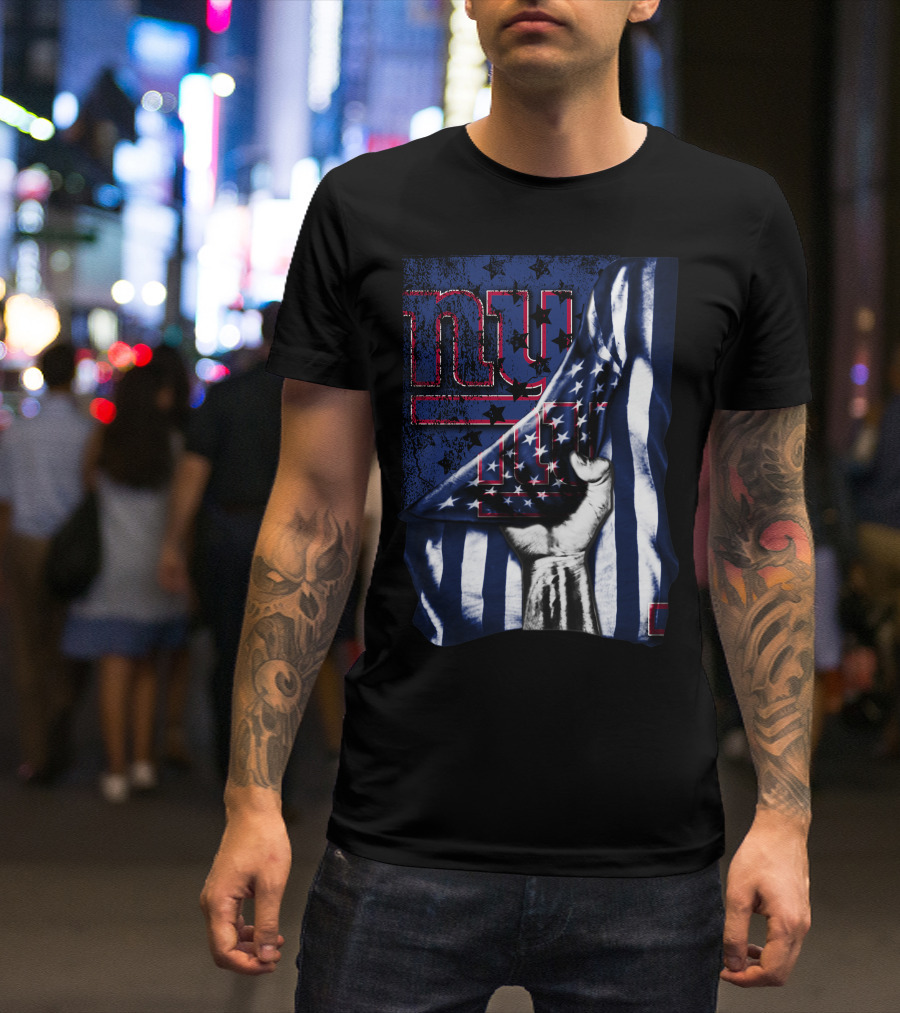 NY Giants American Flag Hand T-Shirt