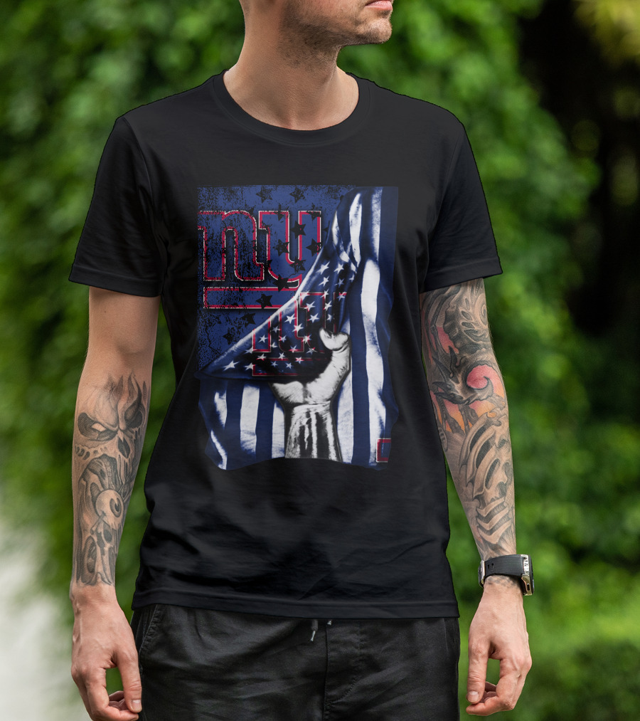 NY Giants American Flag Hand T-Shirt