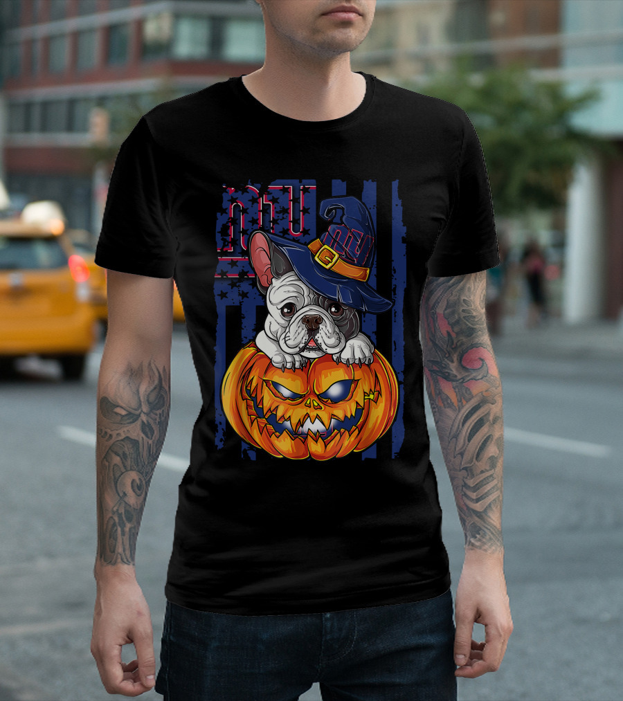 Hlw Bulldog New York Giants Halloween Pumpkin T-Shirt