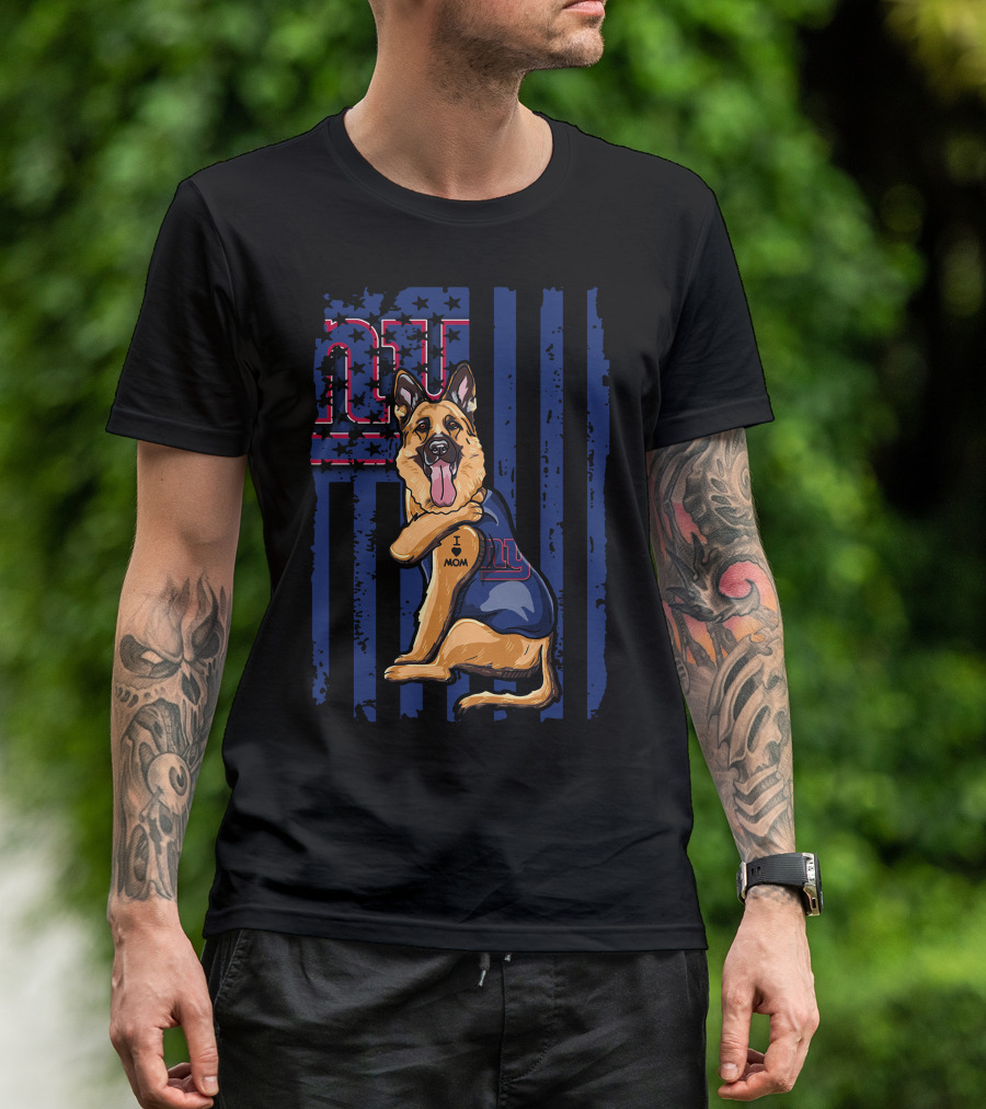 German Shepherd New York Giants Football Fan Tattoo Mom T-Shirt