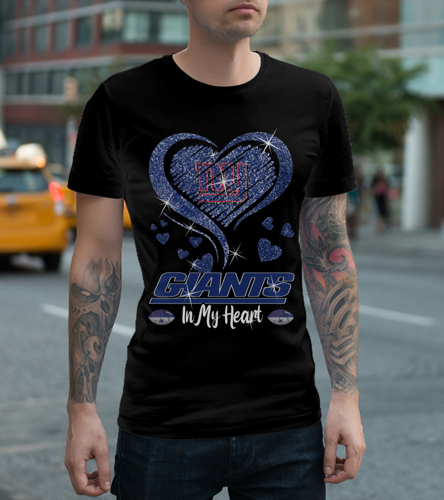 Giants Love Sparkling Heart In My Heart New York Giants T-Shirt
