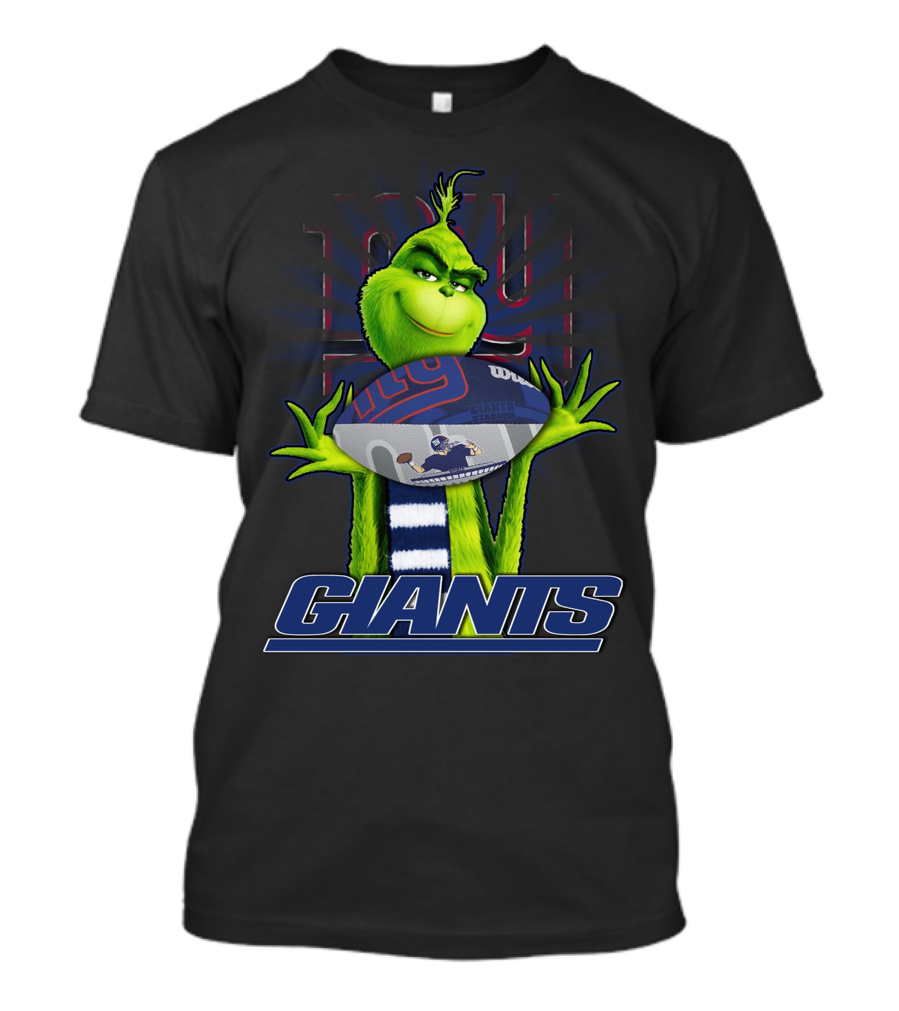 Grinch Holding New York Giants Football T-Shirt