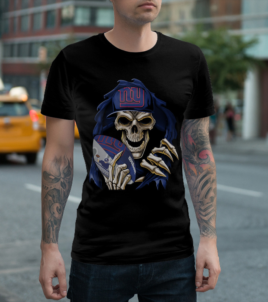 Skullbong New York Giants Skull Football T-Shirt