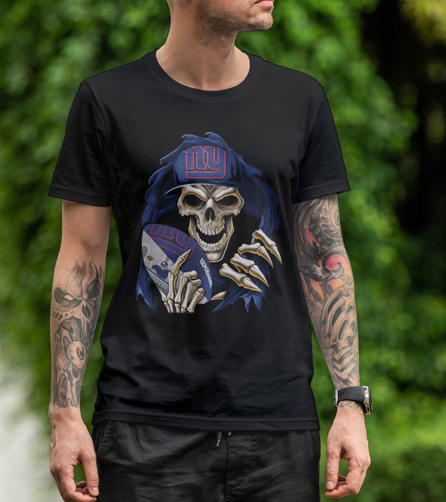 Skullbong New York Giants Skull Football T-Shirt