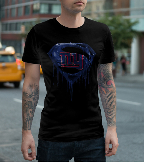 New York Giants Superman Logo Dripping Effect T-Shirt