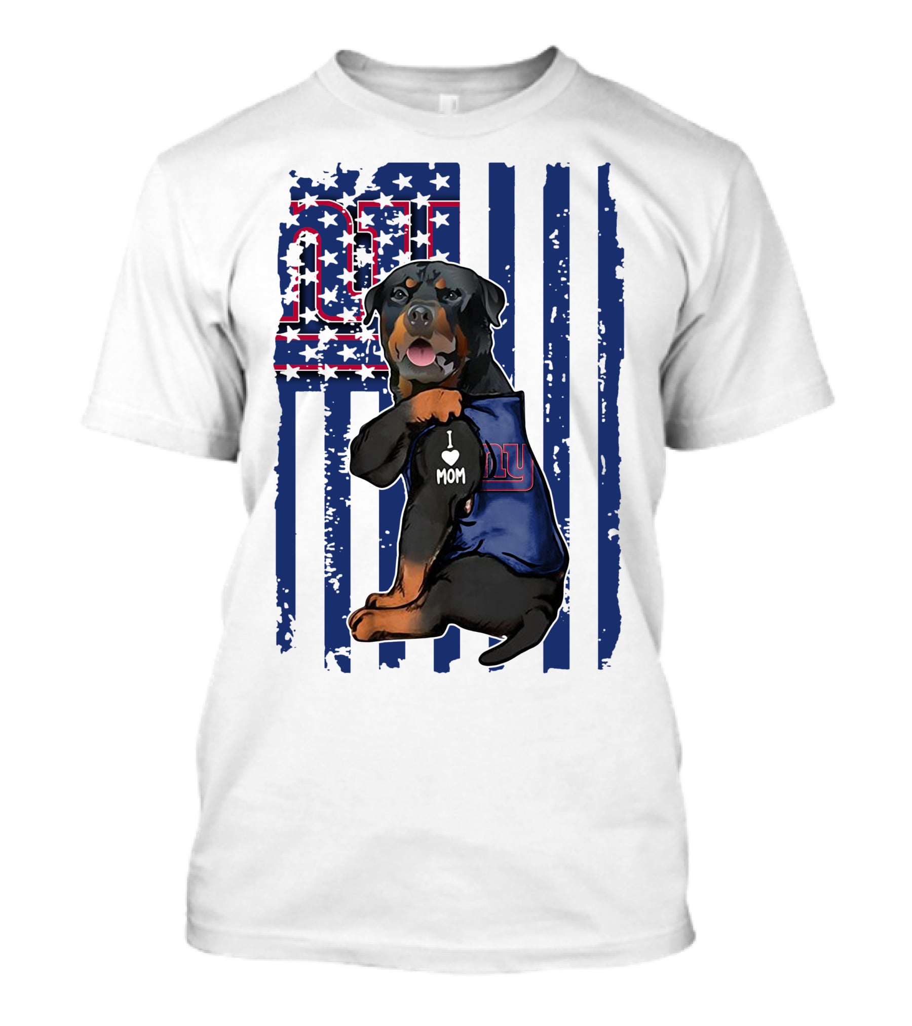 Rottweiler I Love Mom New York Giants Fan T-Shirt