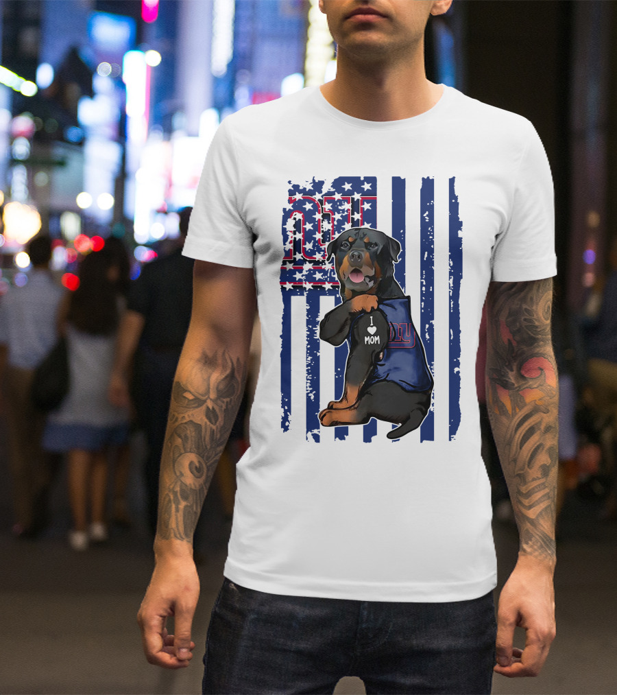Rottweiler I Love Mom New York Giants Fan T-Shirt