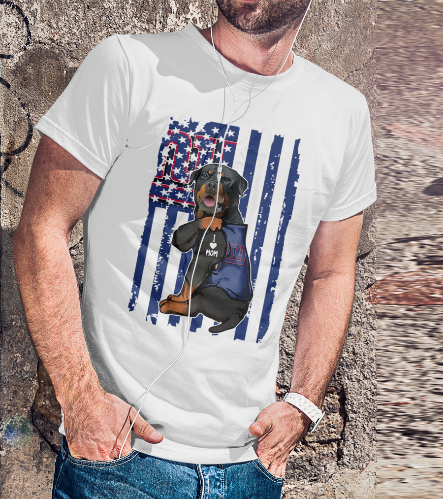Rottweiler I Love Mom New York Giants Fan T-Shirt