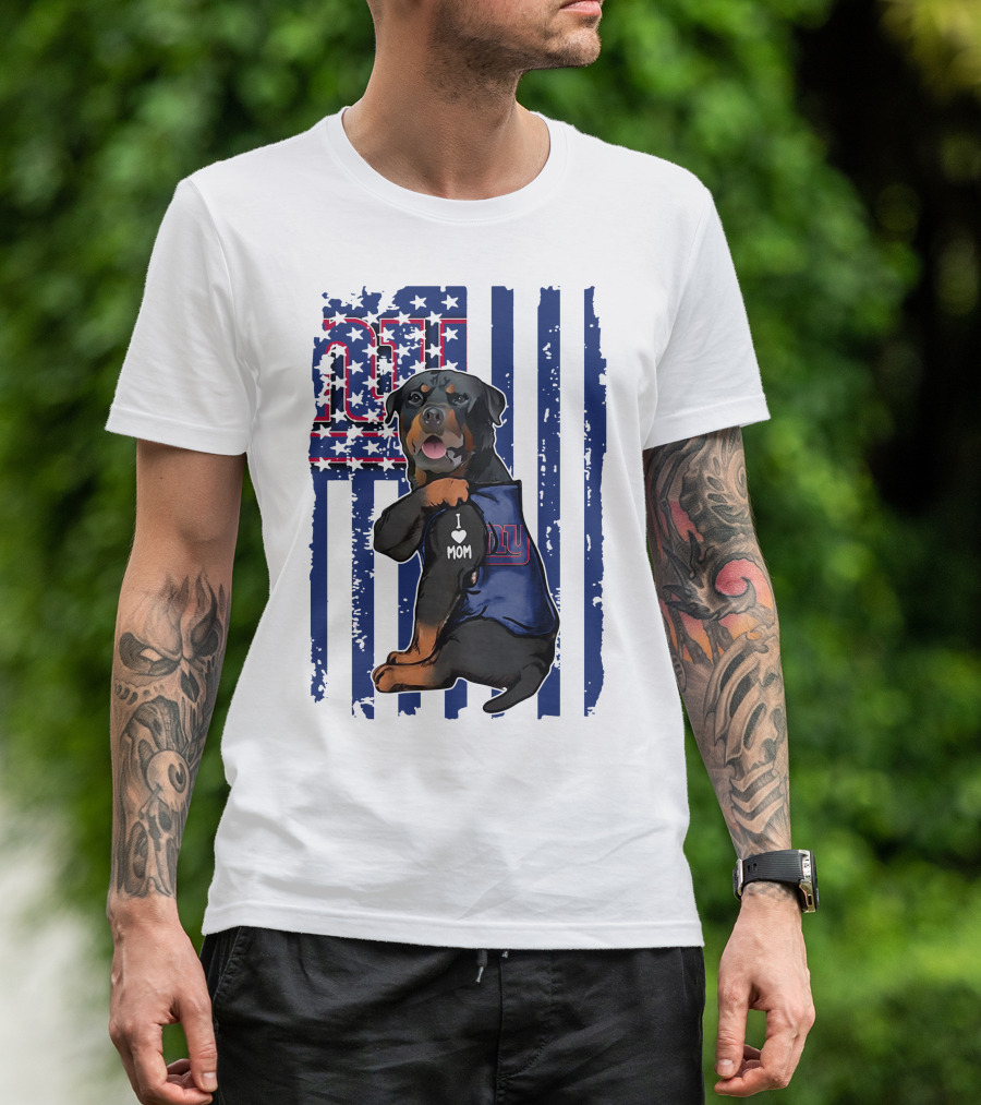 Rottweiler I Love Mom New York Giants Fan T-Shirt