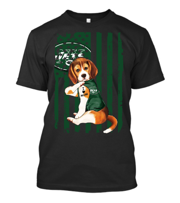 Beagle I Love Mom New York Jets Fan T-Shirt
