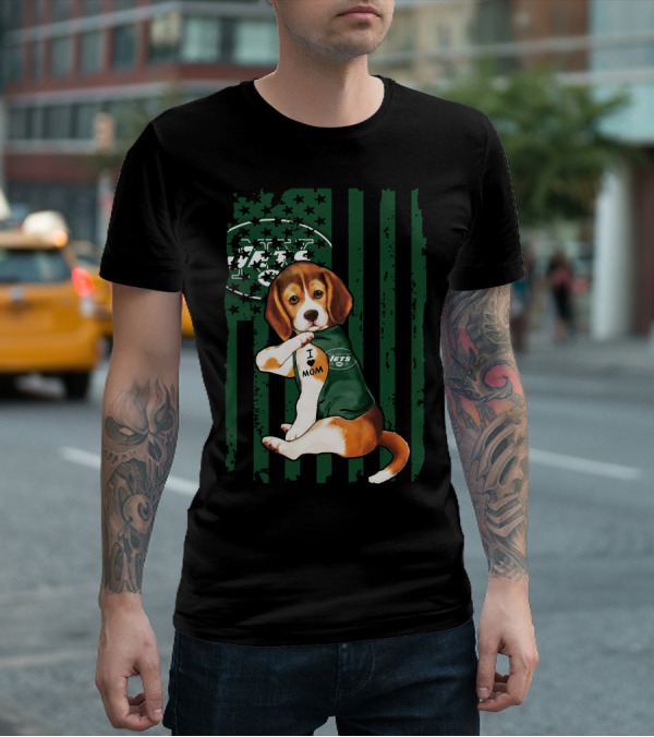 Beagle I Love Mom New York Jets Fan T-Shirt