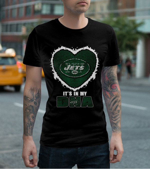 It's In My DNA New York Jets Heart Fingerprint T-Shirt