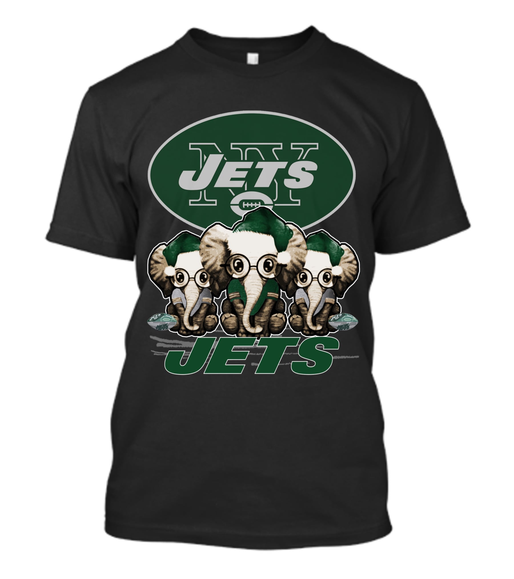 New York Jets Elephan Xmas Jets Football Trio T-Shirt
