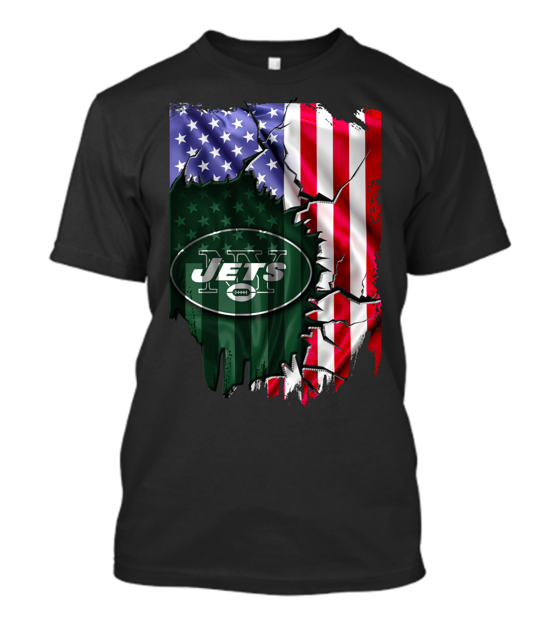 New York Jets American Flag Rip V2 T-Shirt